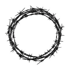 Circular Wreath Made from Black Barbed Wire for Symbolic Art