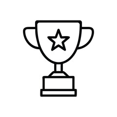 Trophy Cup Icon Vector - Award Winner Prize Line Art Illustration