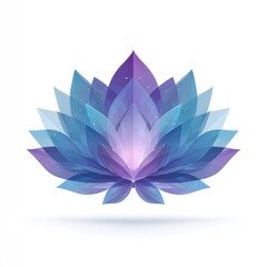 Abstract, stylized lotus flower, gradient blues & purples