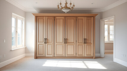 Unfurnished built-in wardrobes in a new house with empty rooms