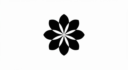 Elegant Black and White Floral Mandala: Geometric Design Element.