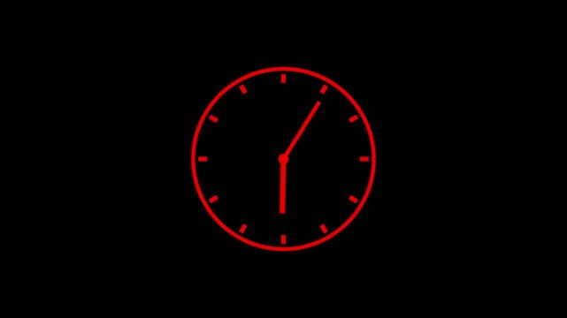 clock icon vector clock face animation. Minimalist Clock Isolated Animation. Abstract spinning clock icon animation on black background.
