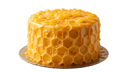 Honeycomb Drip Cake Isolated on Transparent Background

