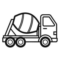 Simple cement mixer truck icon for construction and industry