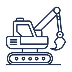 Minimal line art excavator icon for web and design