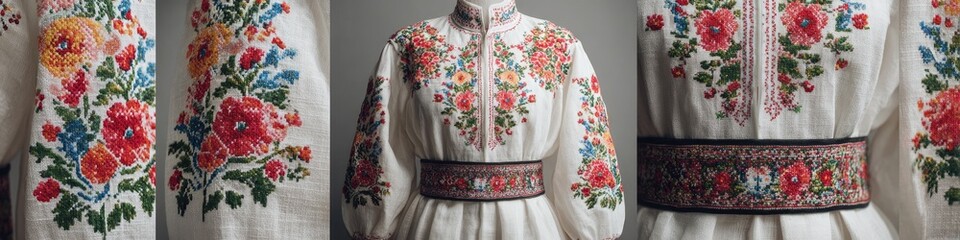 Embroidered floral blouse,  traditional design