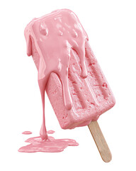 Melted pink popsicle on a stick