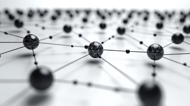 Monochrome Digital Matrix: Focused Nodes in a Vast, Interconnected Network