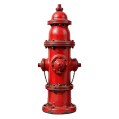 Bright Red Vintage Fire Hydrant on Transparent background with Details