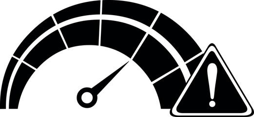 vector illustration black and white concept icon speedometer and warning signage speed limit