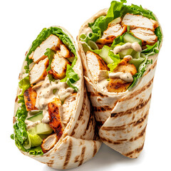 Grilled Chicken Wraps with Fresh Vegetables and Creamy Sauce