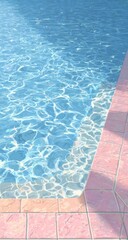 Obraz premium Poolside summer sun, tranquil water, pink tiles, relaxing background, vacation imagery