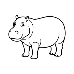 Fototapeta premium A hippopotamus line art vector illustration