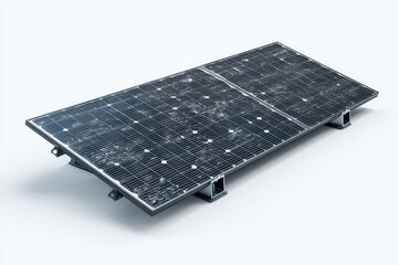Damaged solar panel, gray, rectangular