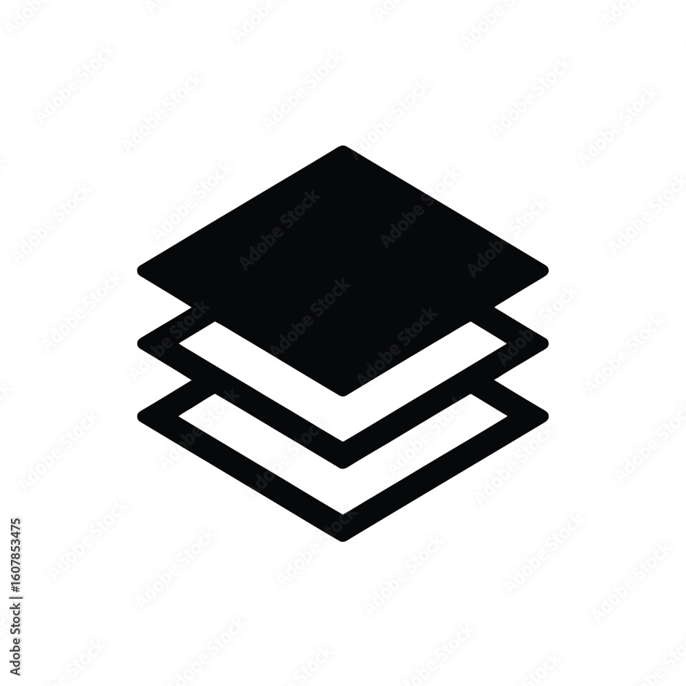 Poster layered geometric shapes icon representing data layers or stacks