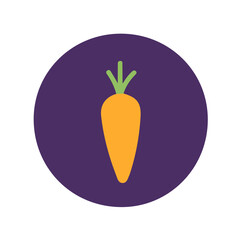 Minimalistic 2D flat icon featuring a carrot, clean vector design, simple illustration style, isolated on a white background, modern element in vector and EPS format. simple design set, my design