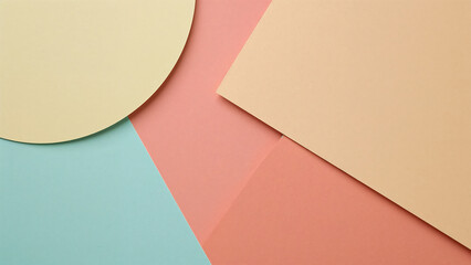 Flat lay of pastel paper cutouts in soft colors with clean shadows, subtle texture, and minimal abstract styling. Soft lighting and seamless shallow focus for modern design appeal.