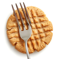 Fork Piercing a Crisscross Patterned Cookie