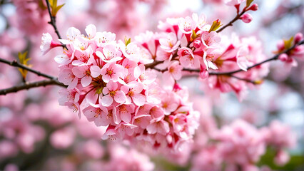 Obraz premium Pink Cherry Blossom Branch in Bloom