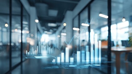 Modern office with data overlay