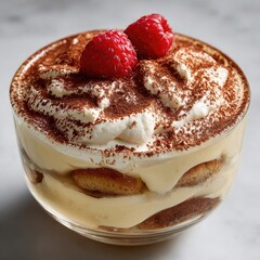 Creamy Tiramisu Dessert in Glass Bowl