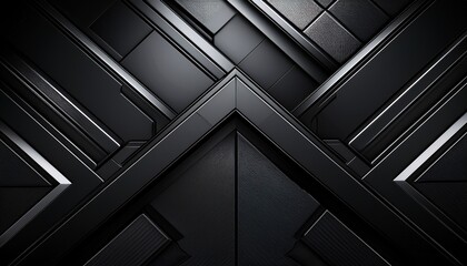 futuristic black abstract background with geometric metallic panels