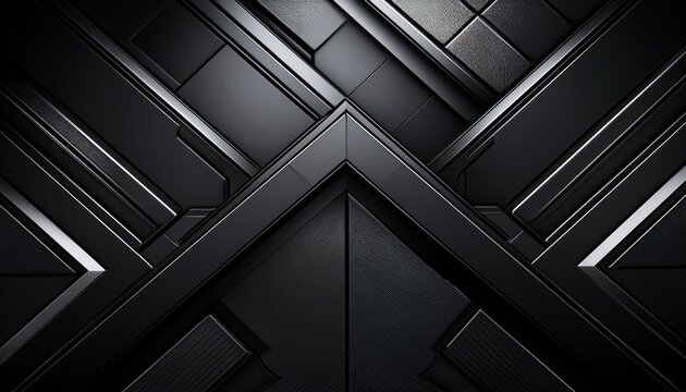 futuristic black abstract background with geometric metallic panels