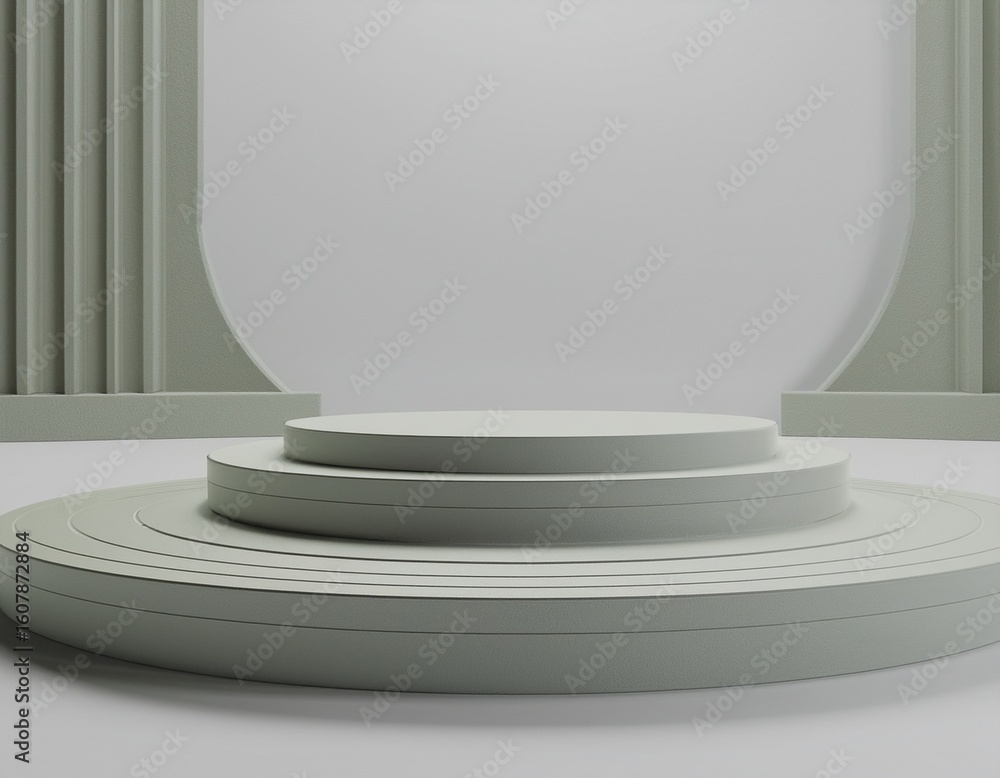 Poster empty podium on white background 3d rendering