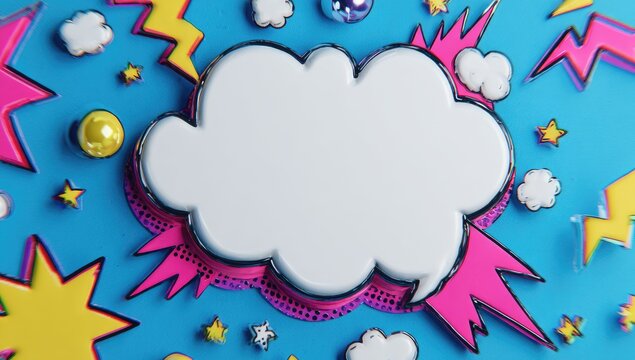 Colorful comic book style speech bubble