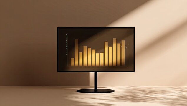 Modern monitor displaying golden chart