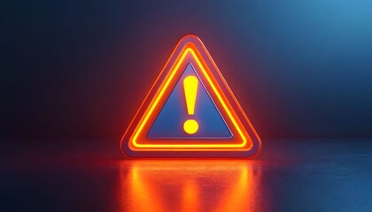 Illuminated Warning Triangle with Exclamation Mark - Symbol of Caution and Danger
