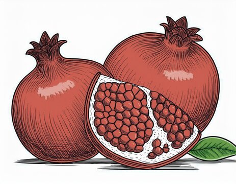 hand drawn of pome granate fruit