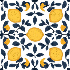 My Simple flat 2D illustration seamless pattern Sicilian and lemon ceramic isolated on transparent background, vector, flat design, animation design, simple flat 2D icon, My EPS clipart