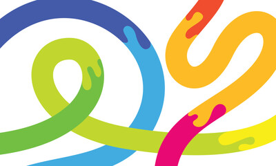 Abstract Wavy Rainbow Lines. Vector Celebration Squiggle Ribbons. Swirl Neon Colored Lines. Background with Gradient Curve Shapes