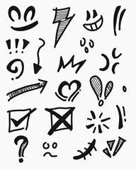 Set of doodle elements with illustration style doodle and line art Free Vector