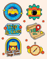Retro travel set sticker design