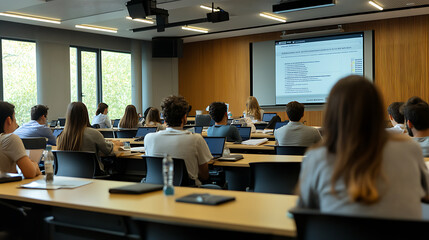 Obraz premium A classroom in a business school where students are studying Initial Public Offerings (1)