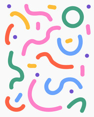 Line doodle art colorfull graphic elements