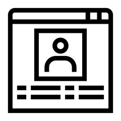 Icono de perfil digital. Ventana del navegador y dentro un usuario con características. Identidad y presencia virtual. Ilustración vectorial 