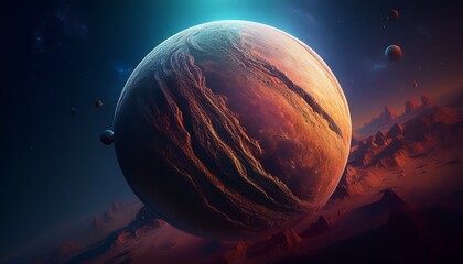 large planetoid in empty space