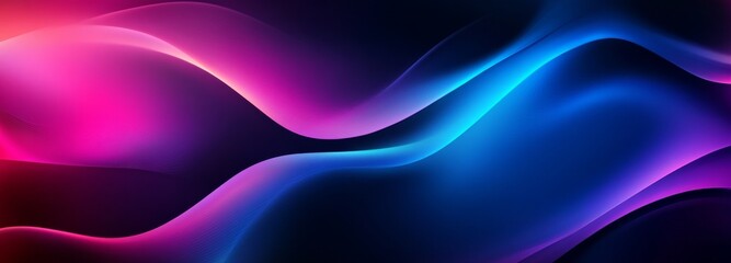 Fototapeta premium The design consists of a black transparent background that is overlaid with a modern effect, featuring a neon gradient light and blue and purple holographic colors that create a futuristic atmosphere