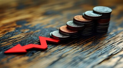 coins on the financial chart, Finance concept with gold coins stacked on a financial chart, illustrating business growth and market investment success