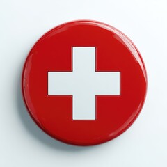 Obraz premium Red button with white plus sign (1)