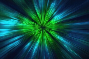 Fototapeta premium Abstract radial burst of vibrant green and blue light