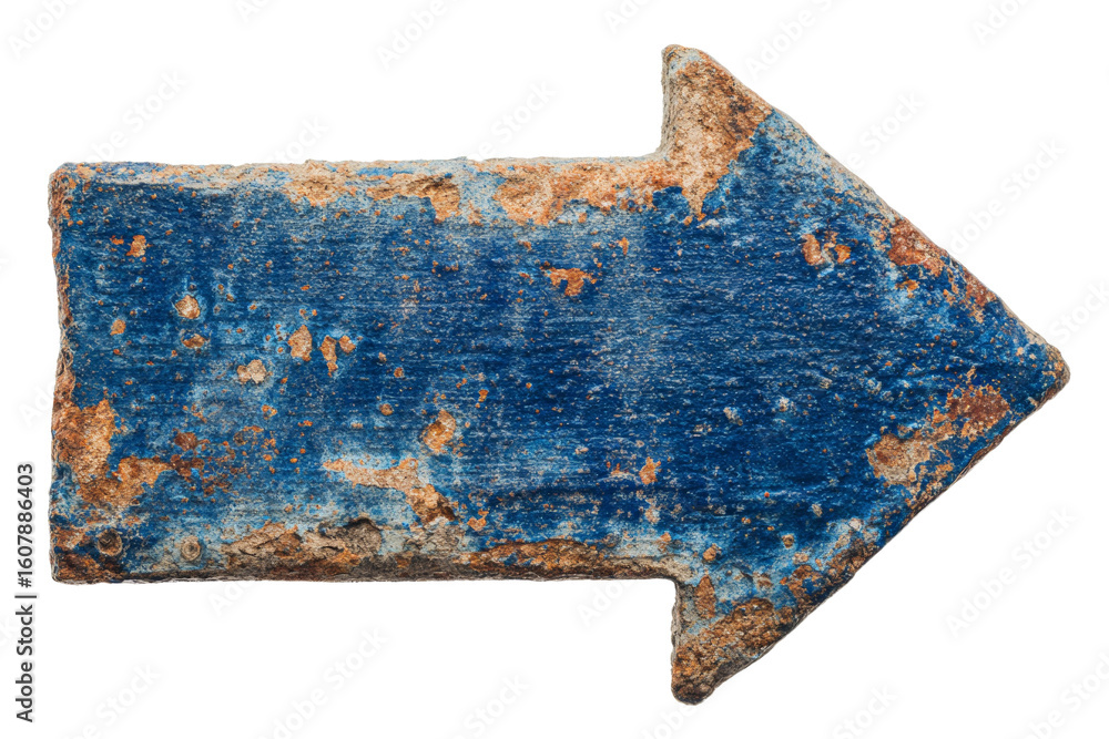 Poster a blue arrow with a rusted tip pointing to the right