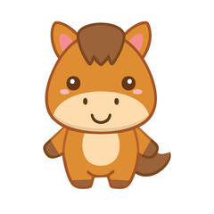 Fototapeta premium Cute cartoon horse with a cheerful expression and endearing design