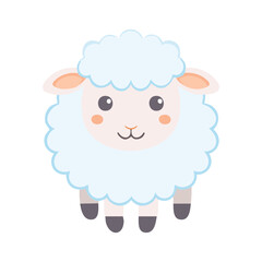 Naklejka premium A charming and friendly cartoon sheep, perfectly illustrating the warmth of the farm life