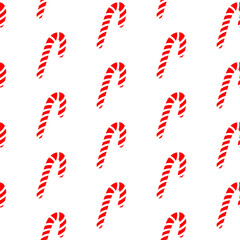 Christmas candy cane seamless pattern design. Hand drawn striped candy cane isolated on white background. Festive candy cane wrapping, holiday decorations for Christmas and New Year. Xmas candy