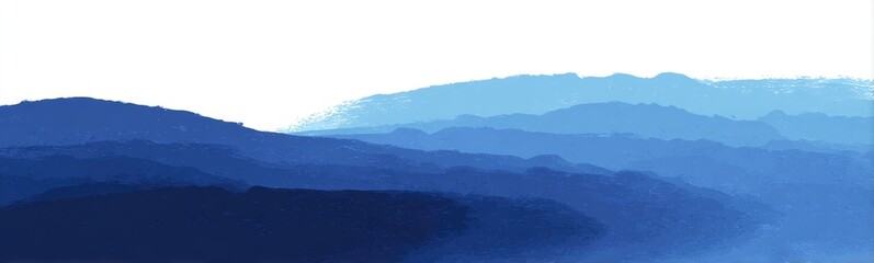 Misty mountain range, shades of blue