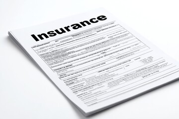 Obraz premium Close-up of blank insurance application document on white background